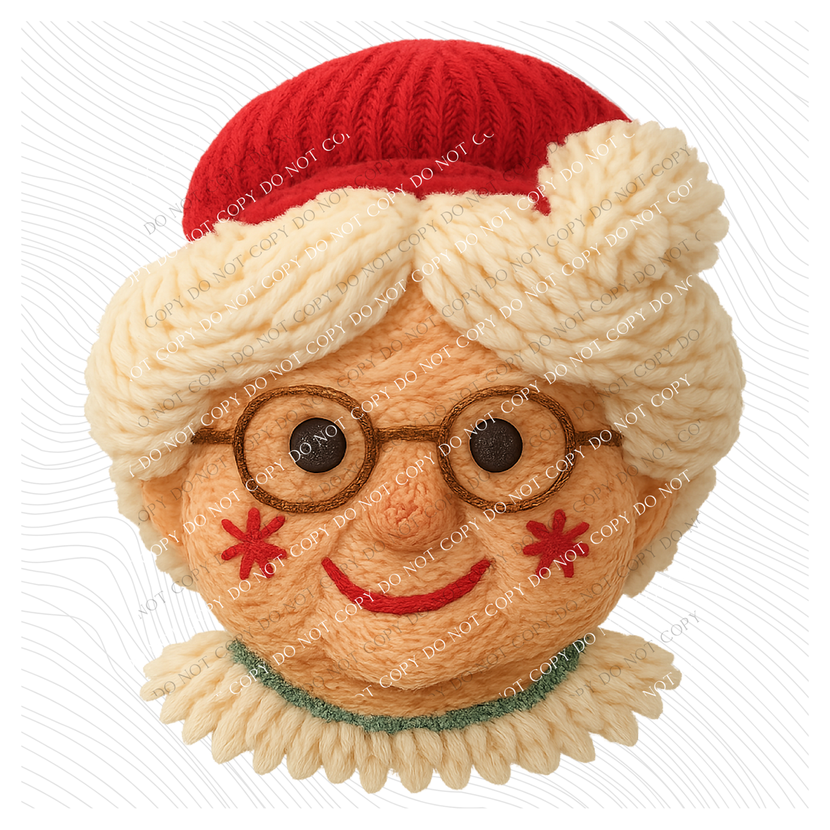 Ms. Claus Head in 3D Yarn Style Digital Download, PNG – Grove 123 Designs