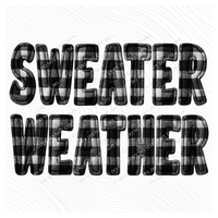 Sweater Weather Black & White Buffalo Check 3D Faux Fabric Patch Digital Design, PNG