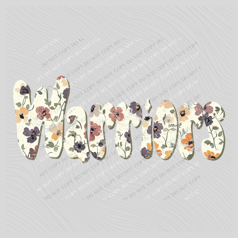 Warriors Floral Retro Shadow Distressed Digital Design, PNG