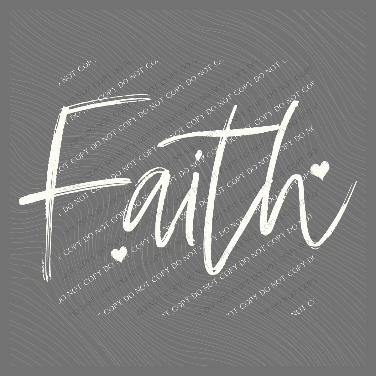 Faith Sketched Script Hearts in Off-white Digital Design, PNG