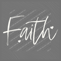 Faith Sketched Script Hearts in Off-white Digital Design, PNG