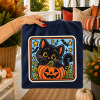 Black Cat Halloween Chenille Patch Digital Design, PNG