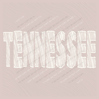 Tennessee Scribble in Cream White Digital Design, PNG