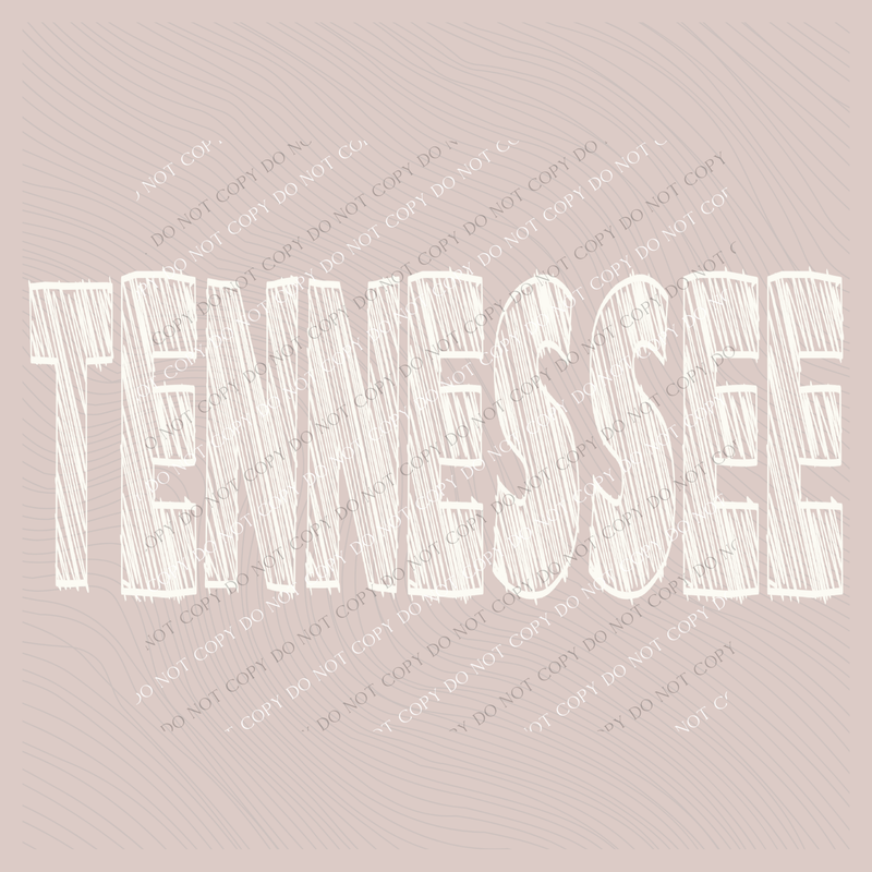 Tennessee Scribble in Cream White Digital Design, PNG