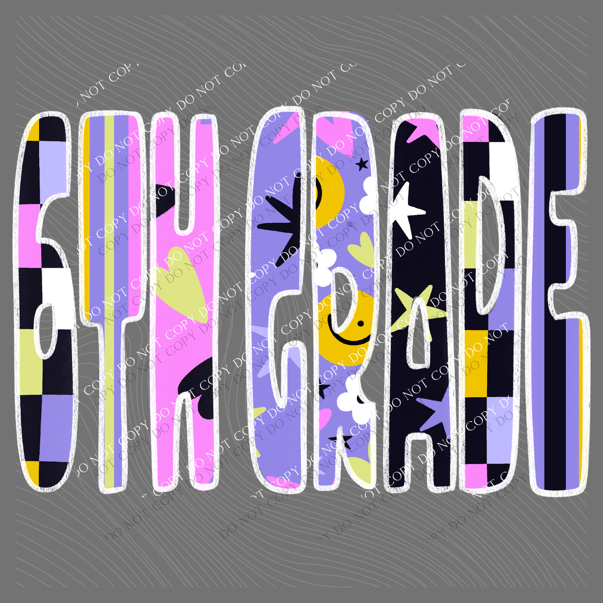 6th Grade Happy Days Doodle Back to School Digital Design, PNG