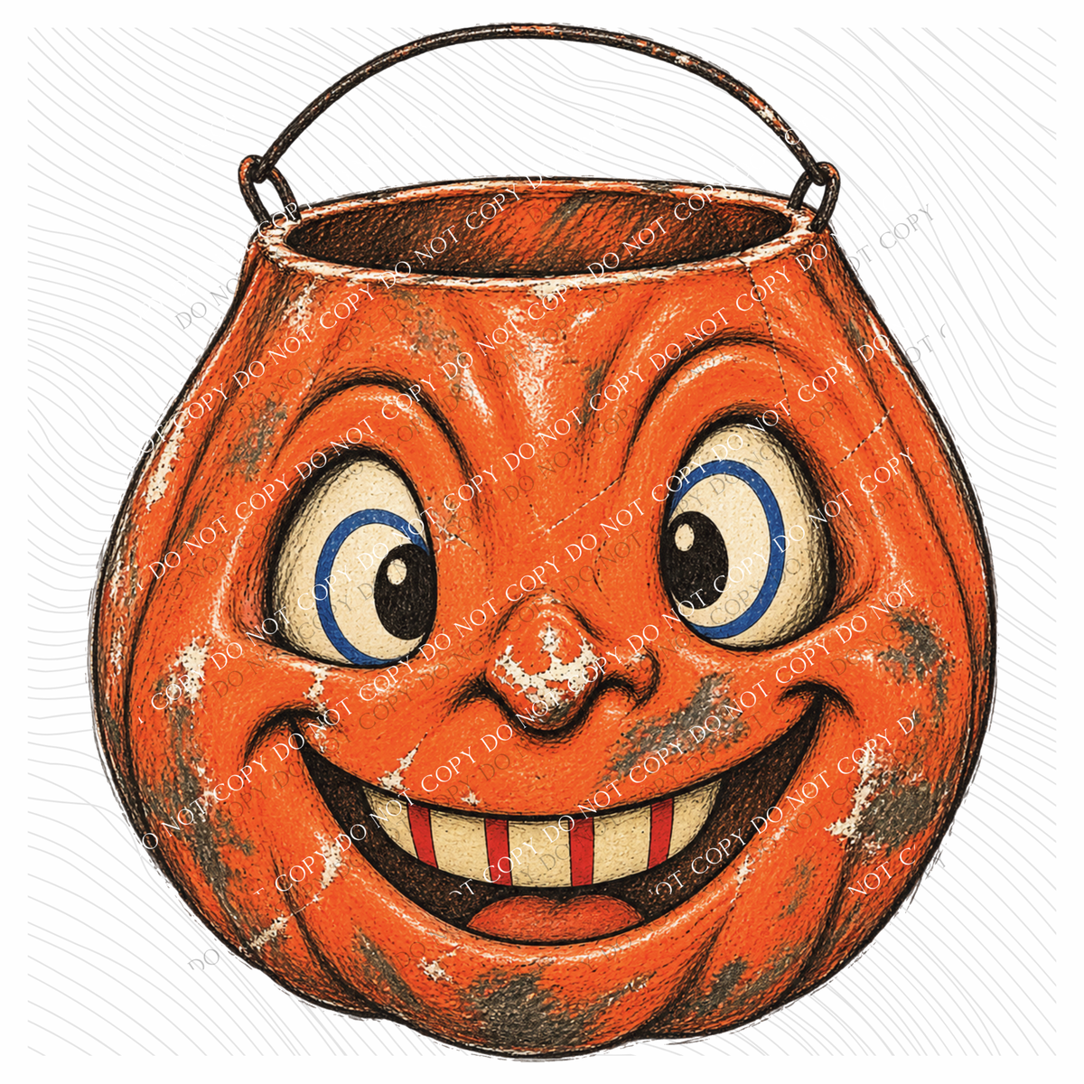 Goofy Vintage Pumpkin Bucket Sketch Digital Design, PNG