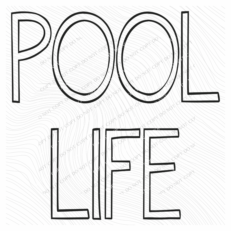 Pool Life Simple Outline in Black Digital Design, PNG