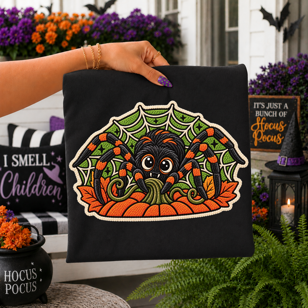 Spider Halloween Chenille Patch Digital Design, PNG