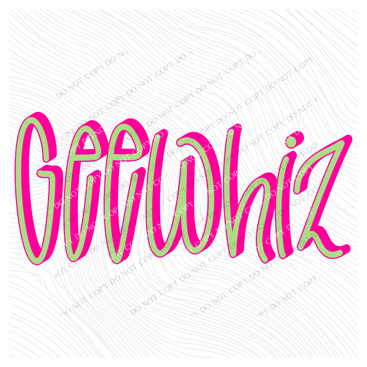 Geewhiz 3D Sassy Script Bright Pink & Green Digital Design, PNG