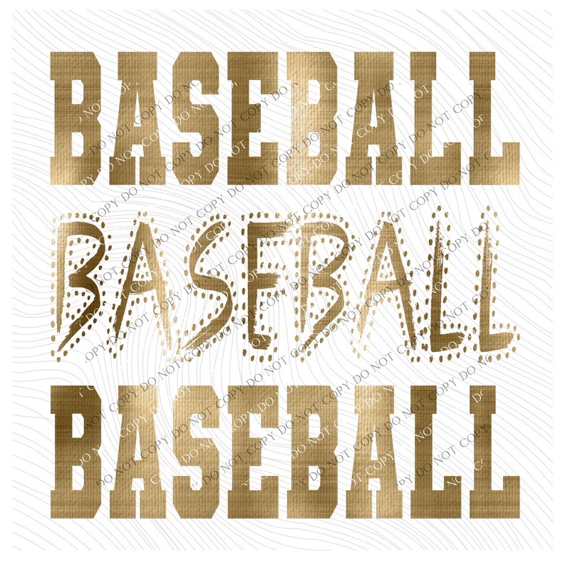 Baseball Varsity Polka Dot Texture Foil Gold Digital Design, PNG