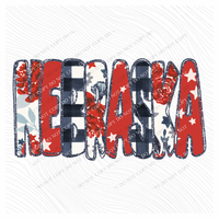 Nebraska Glitter, Floral, Gingham & Stars Patriotic Digital Design, PNG