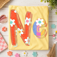 NE Nebraska Flower Power Distressed Doodle Digital Design, PNG
