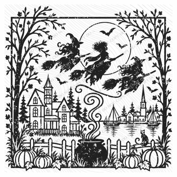 Hocus Pocus Silhouette Digital Design, PNG