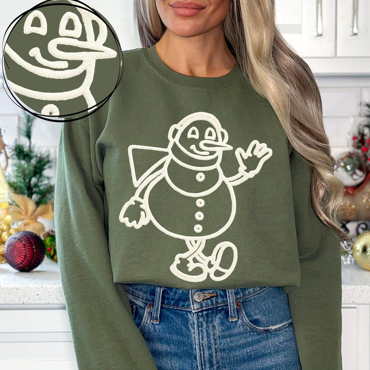 Snowman White Chenille Style Outline Digital Download, PNG