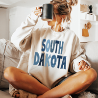South Dakota Denim Patch Stitched Digital Design, PNG
