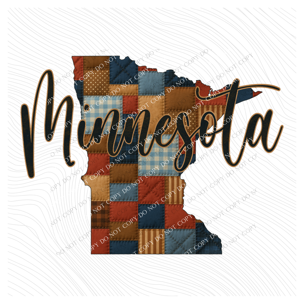 Minnesota Quilted Script State Digital Design, PNG