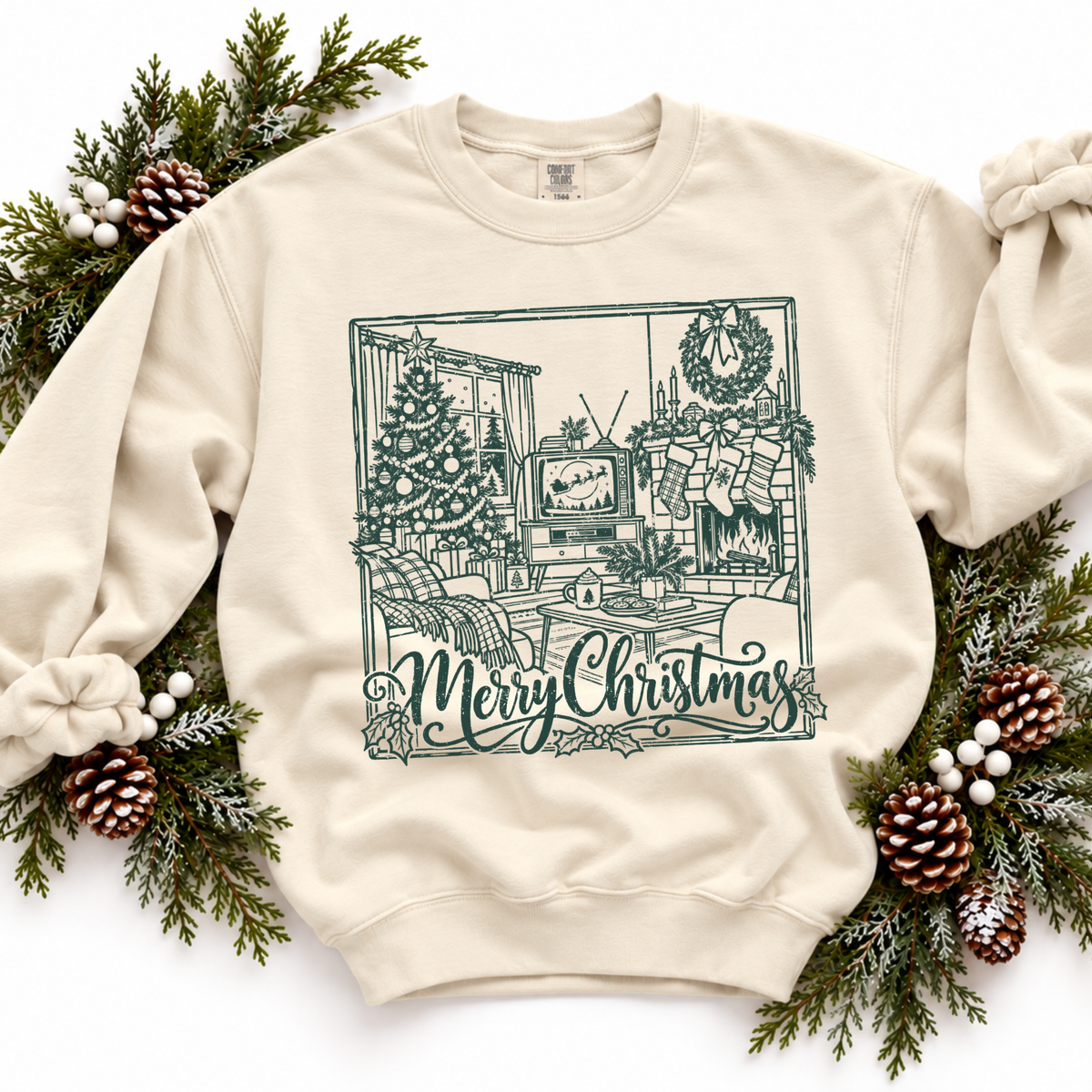 Merry Christmas Vintage Christmas Silhouette Digital Design, PNG