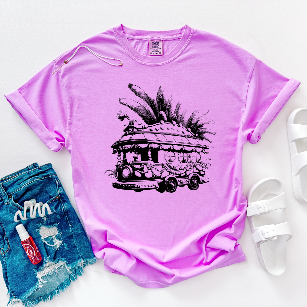 Mardi Gras Trolly Black Outline Digital Design, PNG