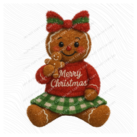Cute Gingerbread Girl Faux Tinsel Christmas Digital Download, PNG