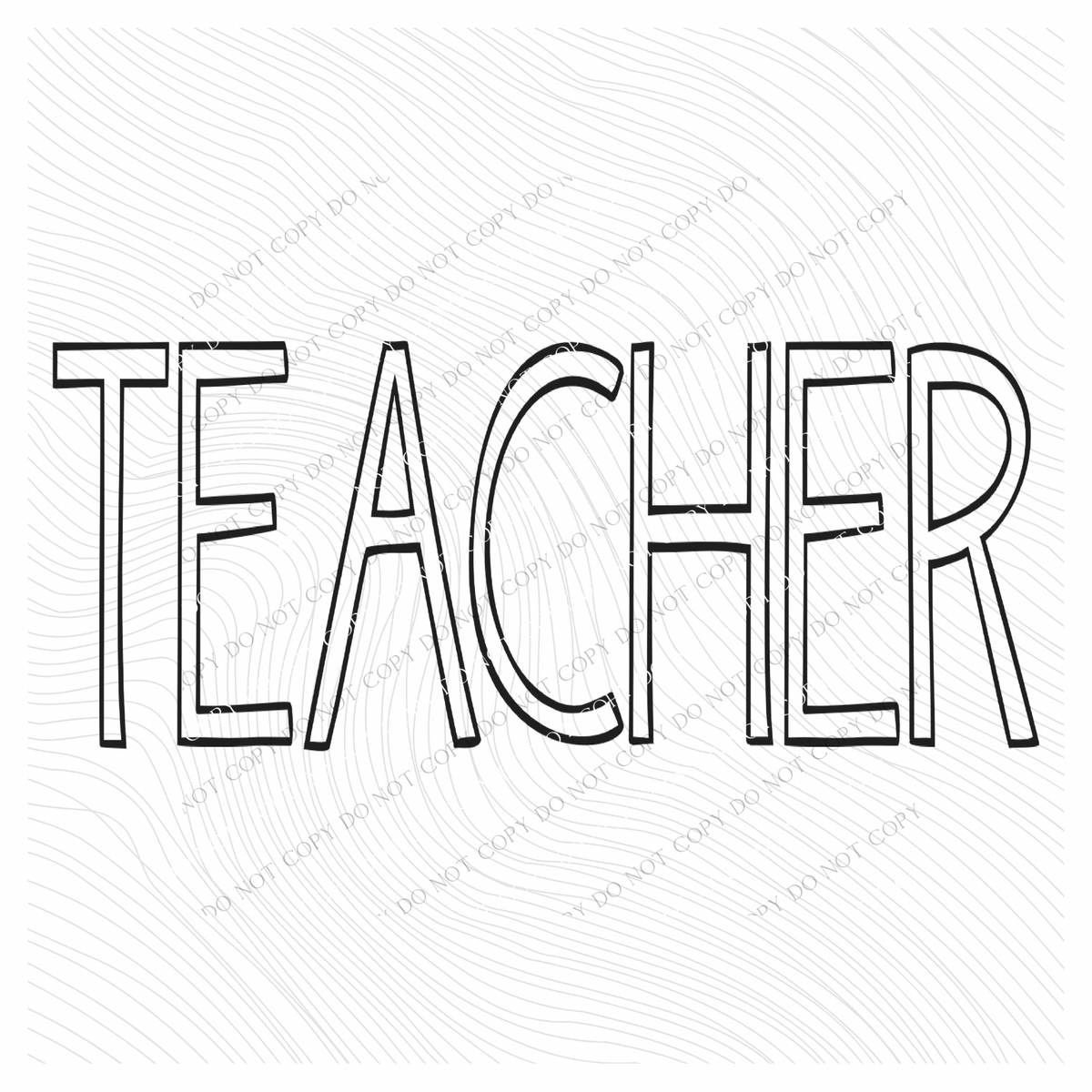 Teacher Simple Outline in Black Digital Design, PNG