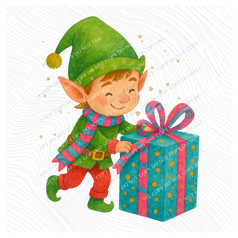 Elf Watercolor & Gold Speckle Digital Download, PNG