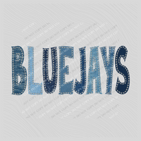 Bluejays Denim Patch Stitched Digital Design, PNG