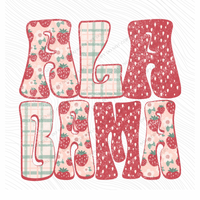 Alabama Groovy Strawberry Patch Distressed Digital Design, PNG
