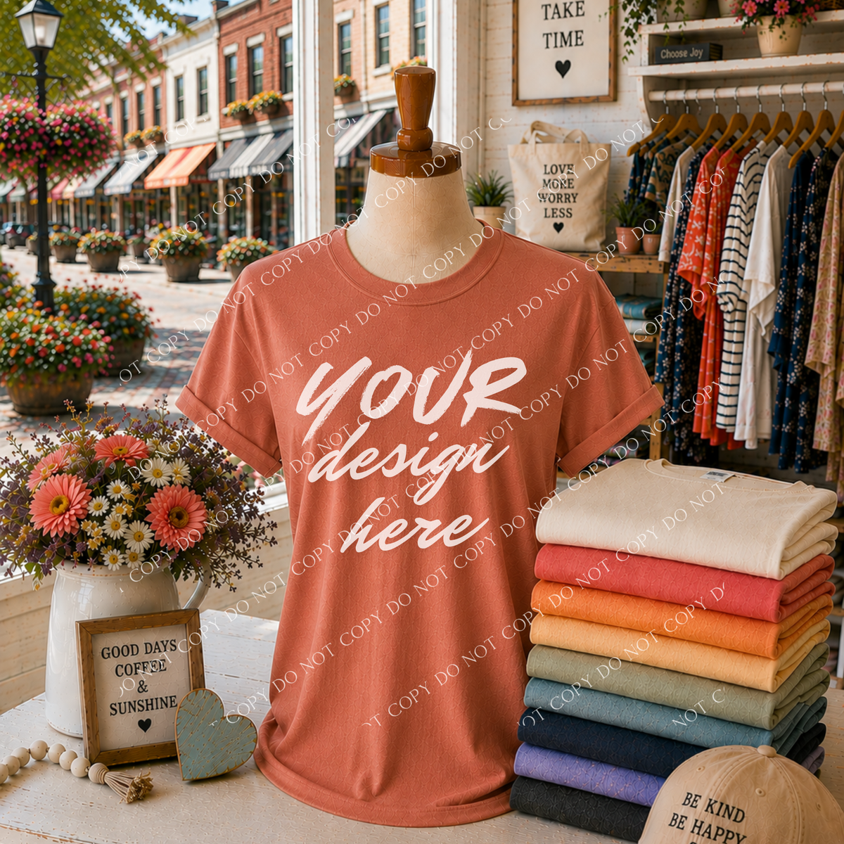 Blank Everyday Boutique Mockup, Comfort Colors 1717 Terracotta