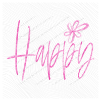 Happy Flower Chalk Script Digital Design, PNG