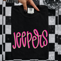 Jeepers 3D Sassy Script Bright Pink & Green Digital Design, PNG
