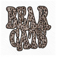 Bearcats Vintage Shadow Outline in Faux Sequin Leopard Digital Design, PNG Only