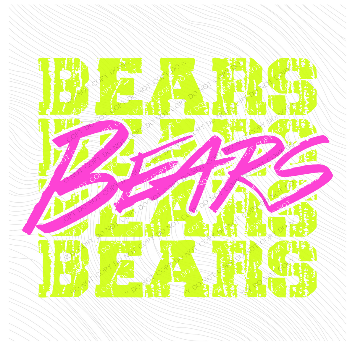 Bears Stacked Cutout Bright Yellow & Pink Digital Design, PNG