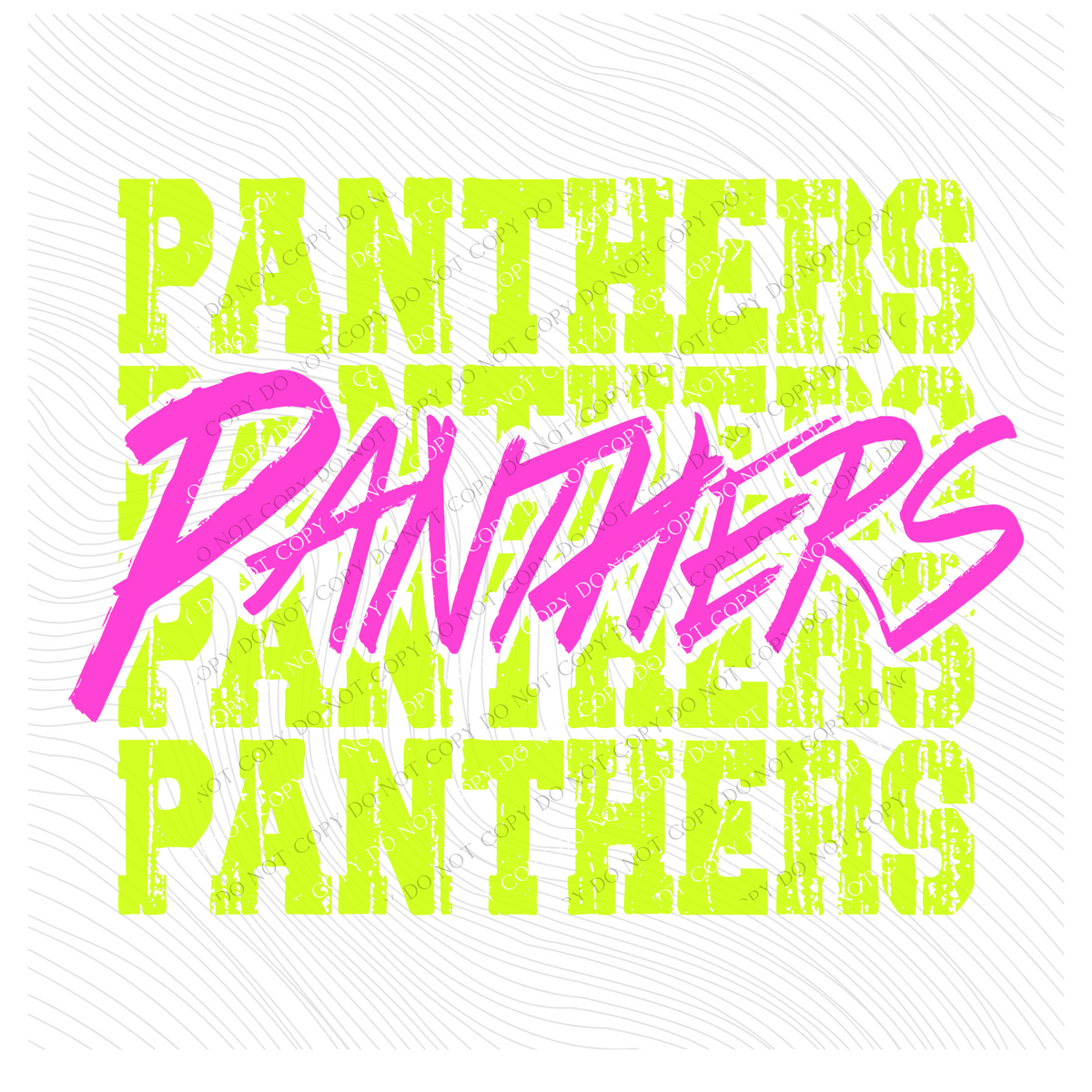Panthers Stacked Cutout Bright Yellow & Pink Digital Design, PNG