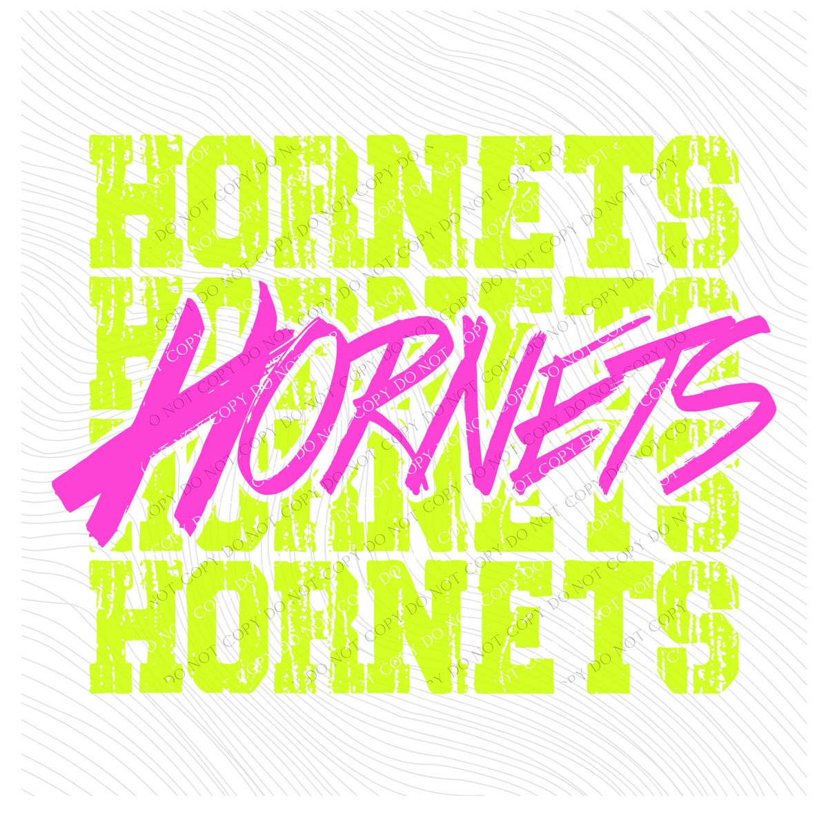 Hornets Stacked Cutout Bright Yellow & Pink Digital Design, PNG