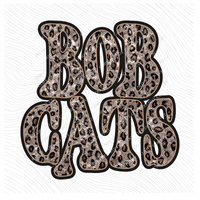 Bobcats Vintage Shadow Outline in Faux Sequin Leopard Digital Design, PNG Only
