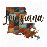 Louisiana Quilted Script State Digital Design, PNG