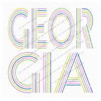 Georgia Retro Lines Distressed in Fun Pastel Colors Digital Design, PNG