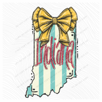 Indiana Glitter Bow & Stripes Coquette Digital Design, PNG