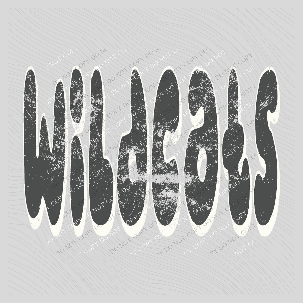 Wildcats Retro Distressed in Charcoal & White Digital Design, PNG