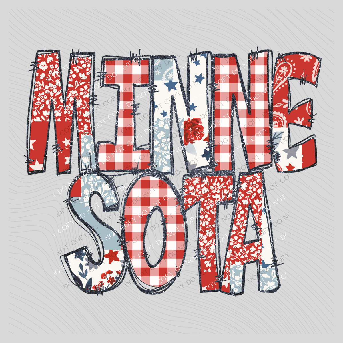 Minnesota Doodle Patch & Glitter Digital Design, PNG