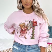 Love Letters Whimsy Bear Valentine’s Sketch Digital Design, PNG