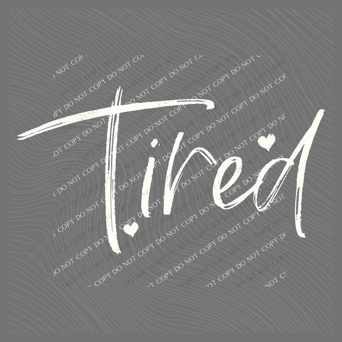Tired Sketched Script Hearts in Off-white Digital Design, PNG