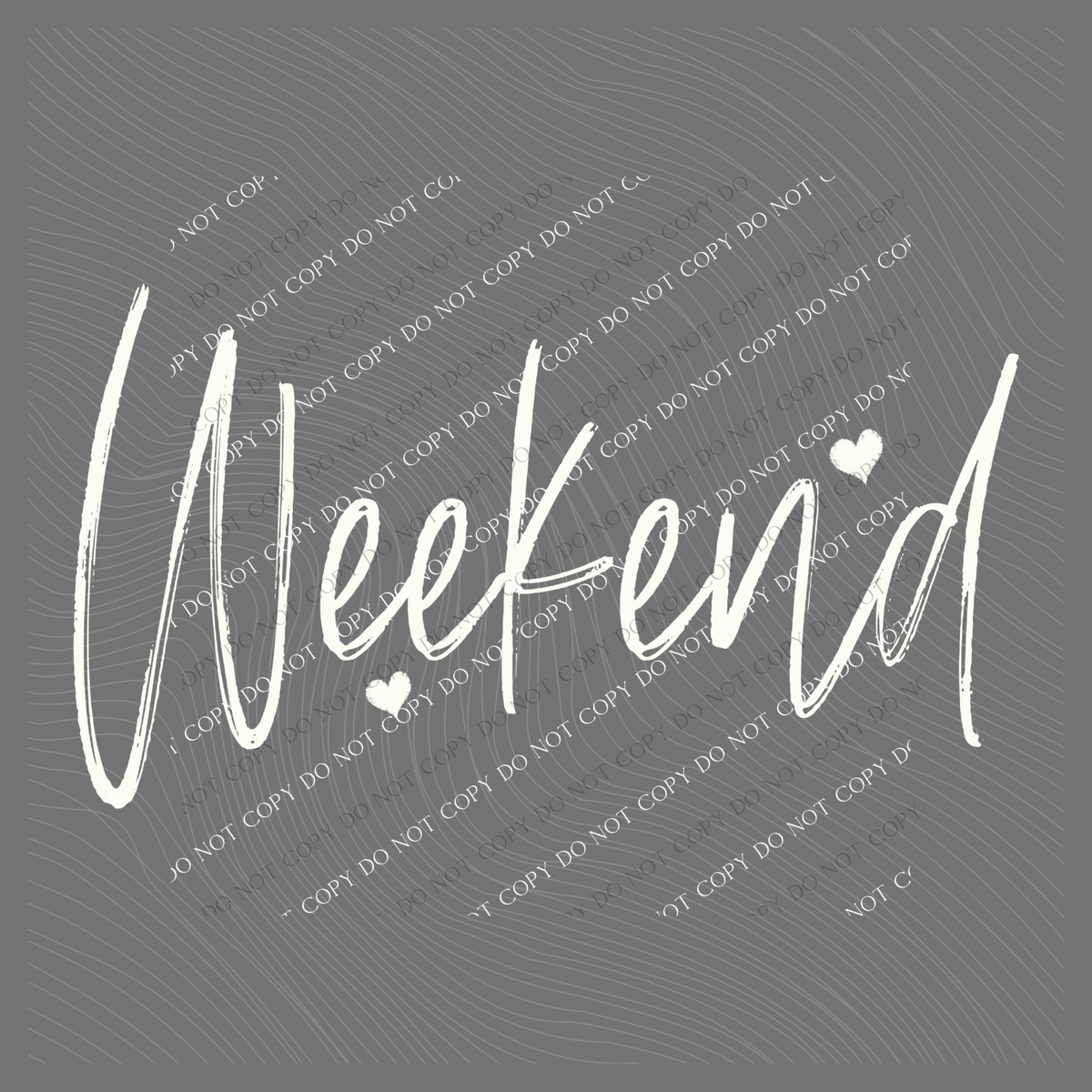 Weekend Sketched Script Hearts in Off-white Digital Design, PNG