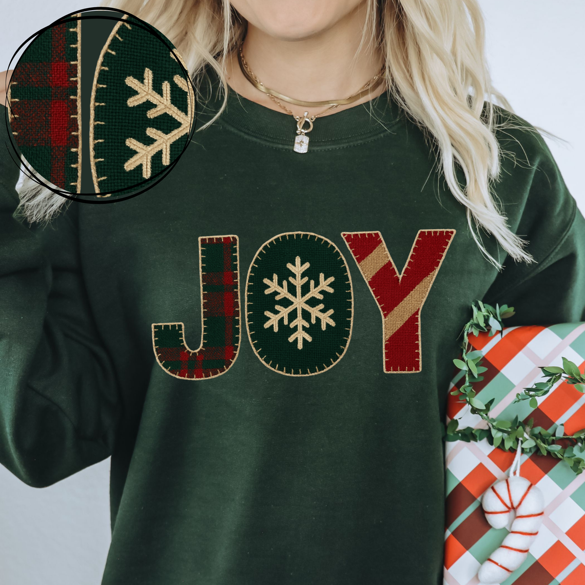 Joy Tartan Plaid Patterns Faux Patch Digital Download, PNG