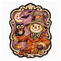 Scarecrow Halloween Chenille Patch Digital Design, PNG