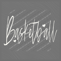 Basketball Sketched Script Hearts in Off-white Digital Design, PNG