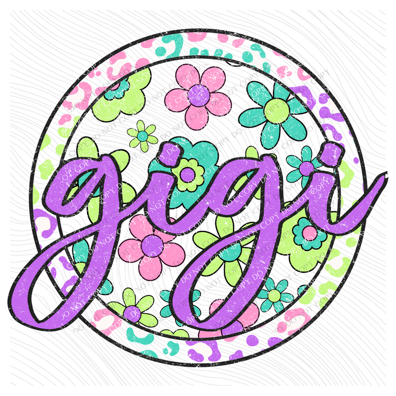 Gigi Groovy Leopard Translucent Cutout in Bright Cotton Candy Tones Digital Design, PNG