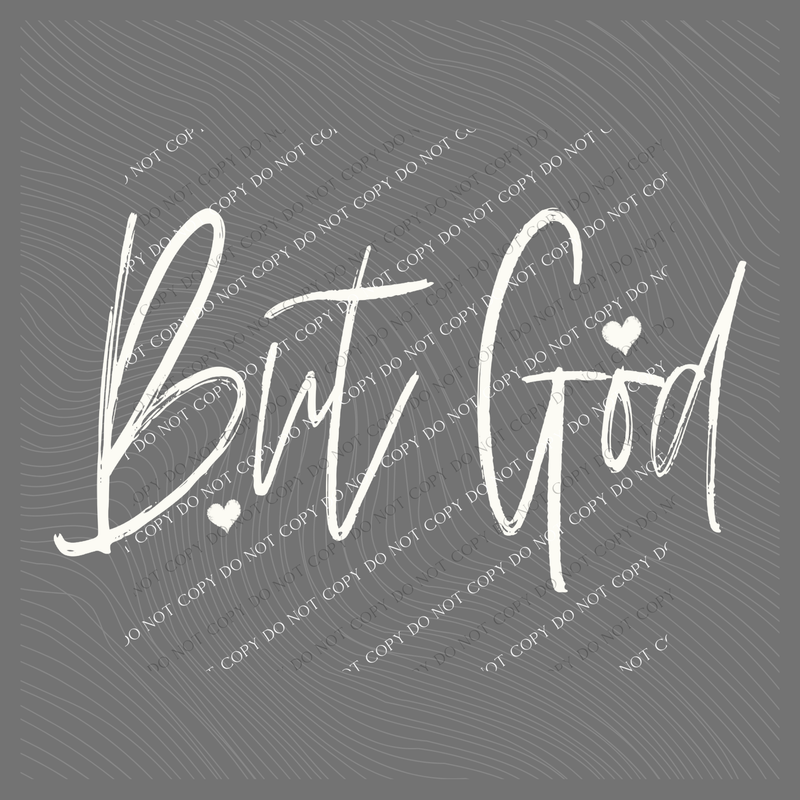 But God Script Hearts in Off-white Digital Design, PNG