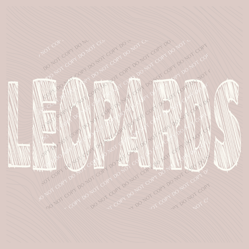 Leopards Scribble in Cream White Digital Design, PNG