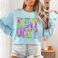 Kentucky Faux Embroidery & Sequin in Colorful Fun Tie Dye Digital Download, PNG